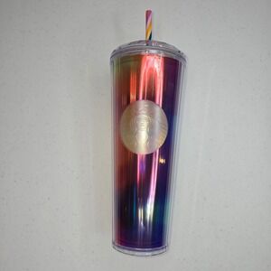 Starbucks Rainbow Kaleidoscope Dome 24oz Cold Cup Tumbler 2021 Venti NEW -2301